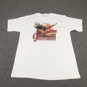 Vintage Harley-Davidson Shirt Mens Large White Genuine Eagle Utica NY Y2K Biker